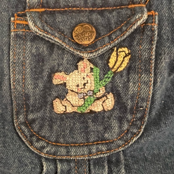 Vintage 90s Happy Kids Denim Shortalls 4T - Picture 5 of 7
